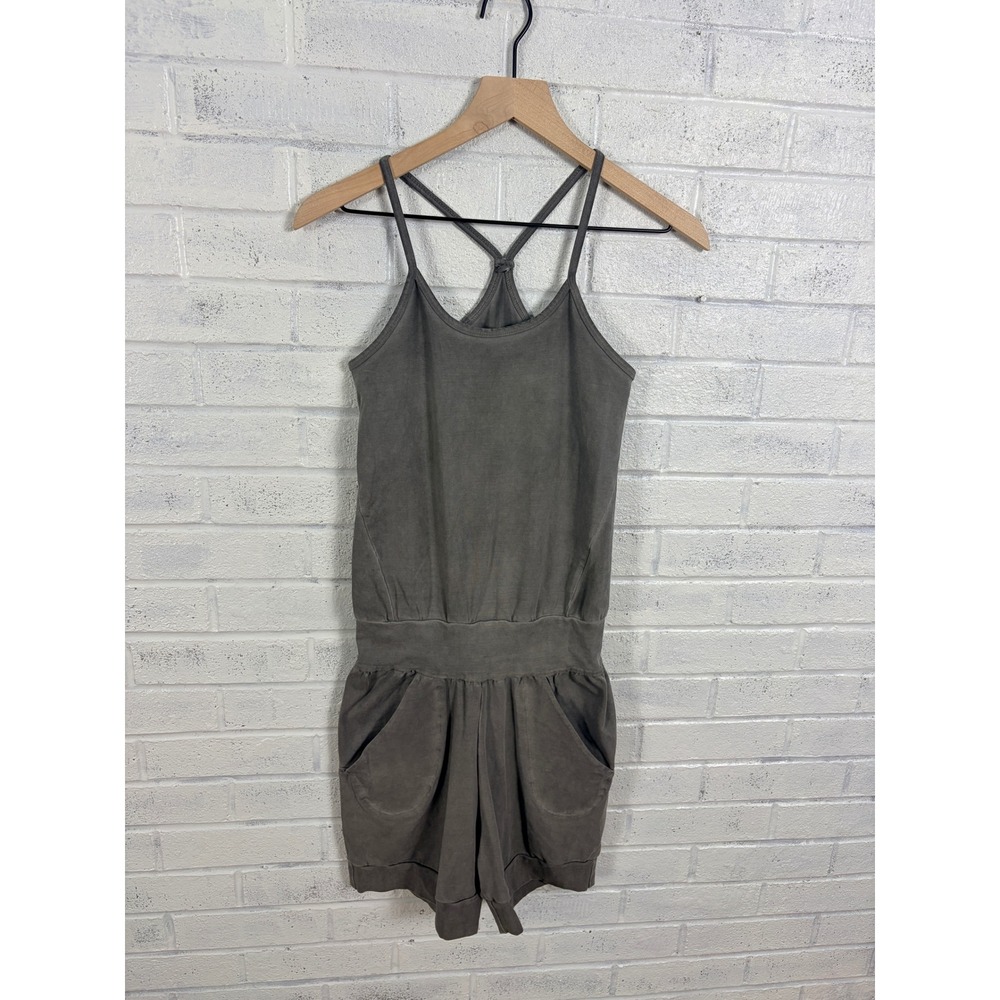 Ripple Organic Cotton Short Yoga Jumpsuit Womens S Gray Athleisure Sleeveless